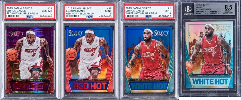2013-14 Panini Select #39 LeBron James Red Hot/White Hot - Graded Prizm Collection (4 Different Cards) 